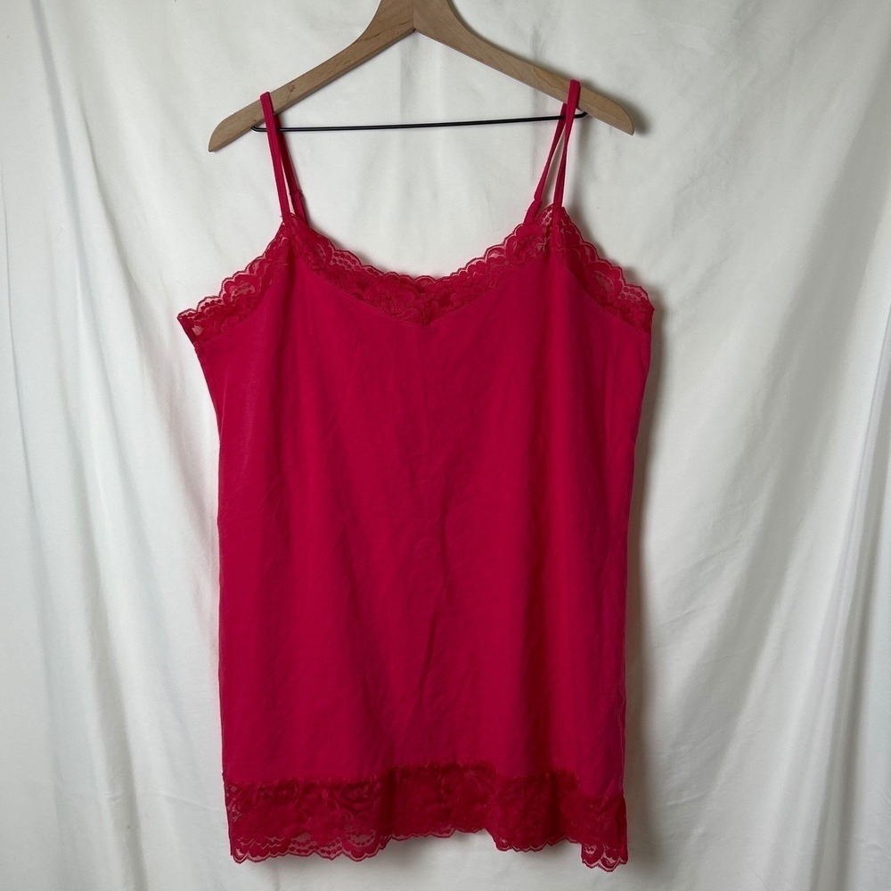 Torrid Womans Lace Trim Cami Size 3X Hot Pink Y2K Layers Dainty Romantic